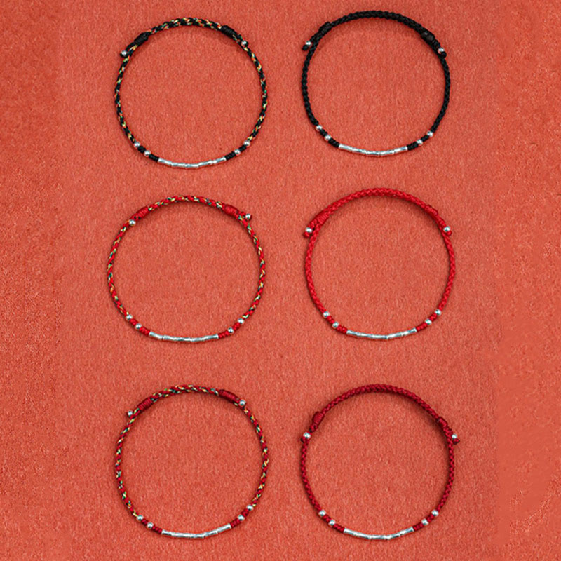 Pulsera de cuerda trenzada de protección de bambú multicolor hecha a mano con Buddha Stones Tíbet