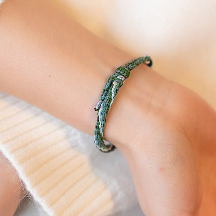 Pulsera de hilo de protección de la suerte con nudo de reencarnación de bambú de plata de ley 925