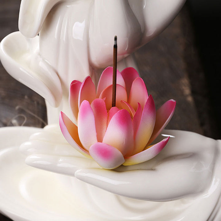 Decoración de quemador de incienso con bendición de loto tibetano
