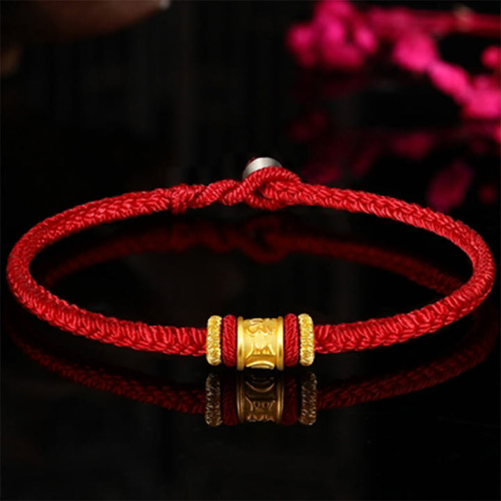 Pulsera de cuentas de la suerte con Buddha Stones Tíbet, oro 999, Om Mani Padme Hum, protección grabada