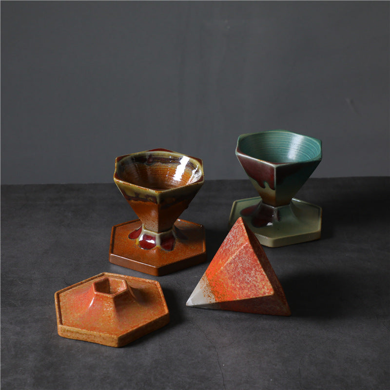 Taza de café y té de cerámica con diseño hexagonal de Buddha Stones, taza de café con base de 170ml