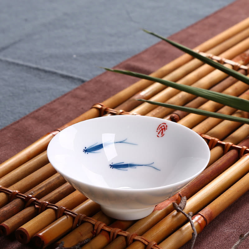 Buddha Stones Jingdezhen, porcelana azul y blanca, pez Koi, taza de té de cerámica, tazas de té de Kung Fu