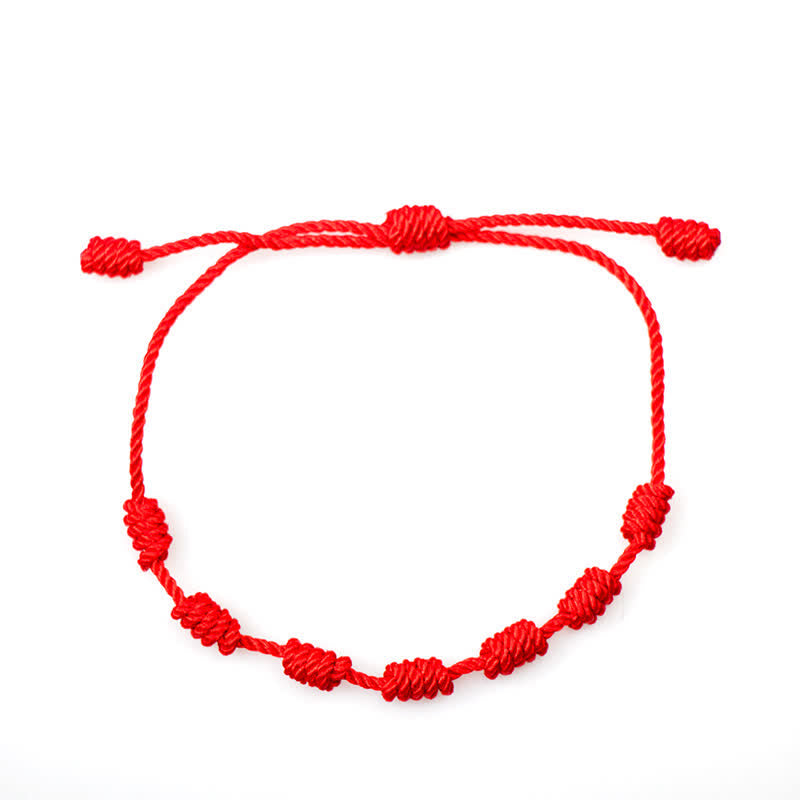 Buddha Stones 4 piezas pulsera de protección de hilo rojo de siete nudos contra el mal de ojo
