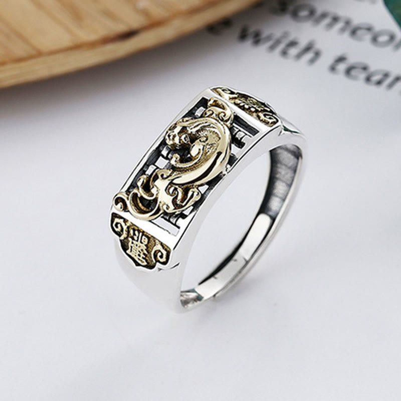 Anillo ajustable de plata de ley 925 PiXiu Suerte Riqueza