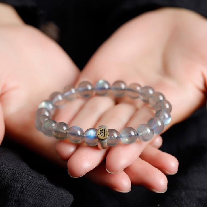 Pulsera de amor tranquilo con piedra lunar del zodíaco chino 12