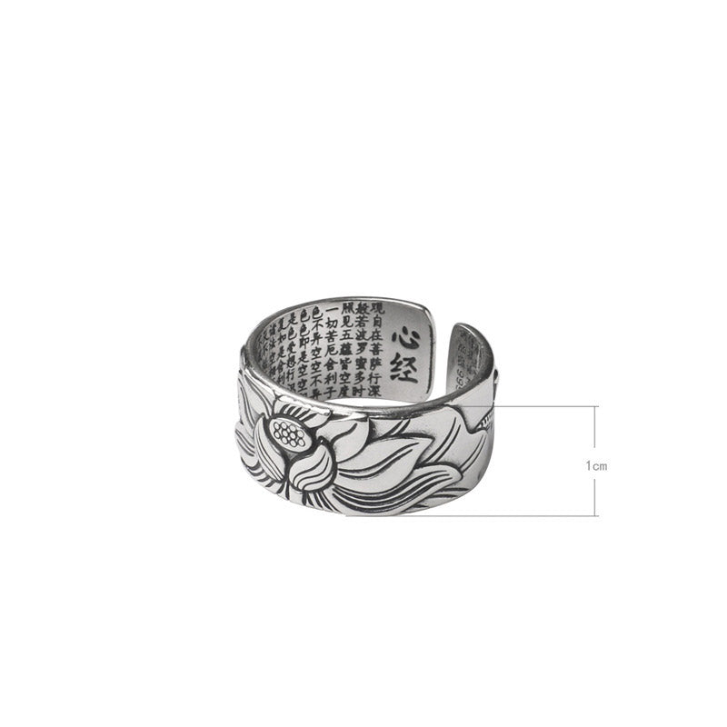Anillo de iluminación de cobre blanco de loto tibetano con Buddha Stones