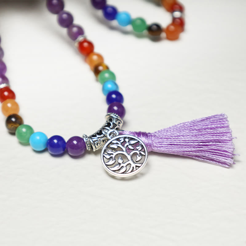 Buddha Stones de cristal curativo Mala cuentas de oración 108 meditación curación pulsera multicapa collar