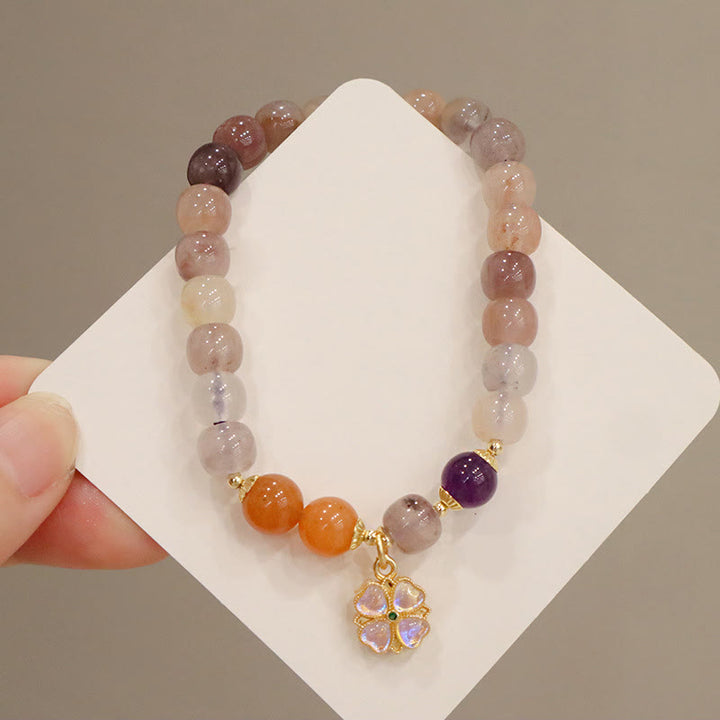 Pulsera de la riqueza del encanto del grano de la flor violeta del jade de la seda dorada púrpura natural de las Buddha Stones