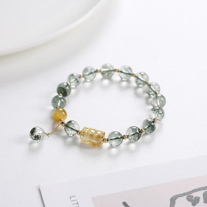 Pulsera de Confianza PiXiu Citrino Fantasma Verde de Buddha Stones