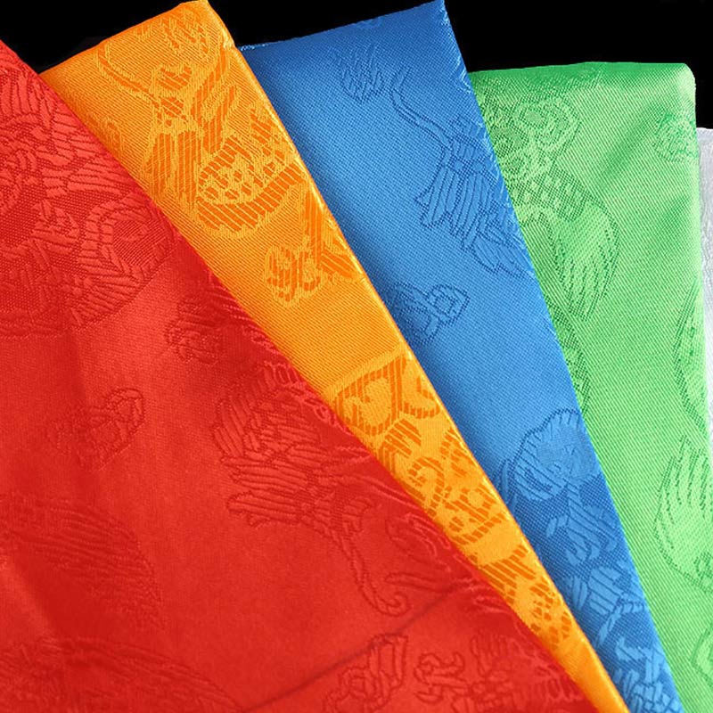 Bendición de la suerte tibetana, decoración Khata con patrón de dragón y Fénix en 5 colores