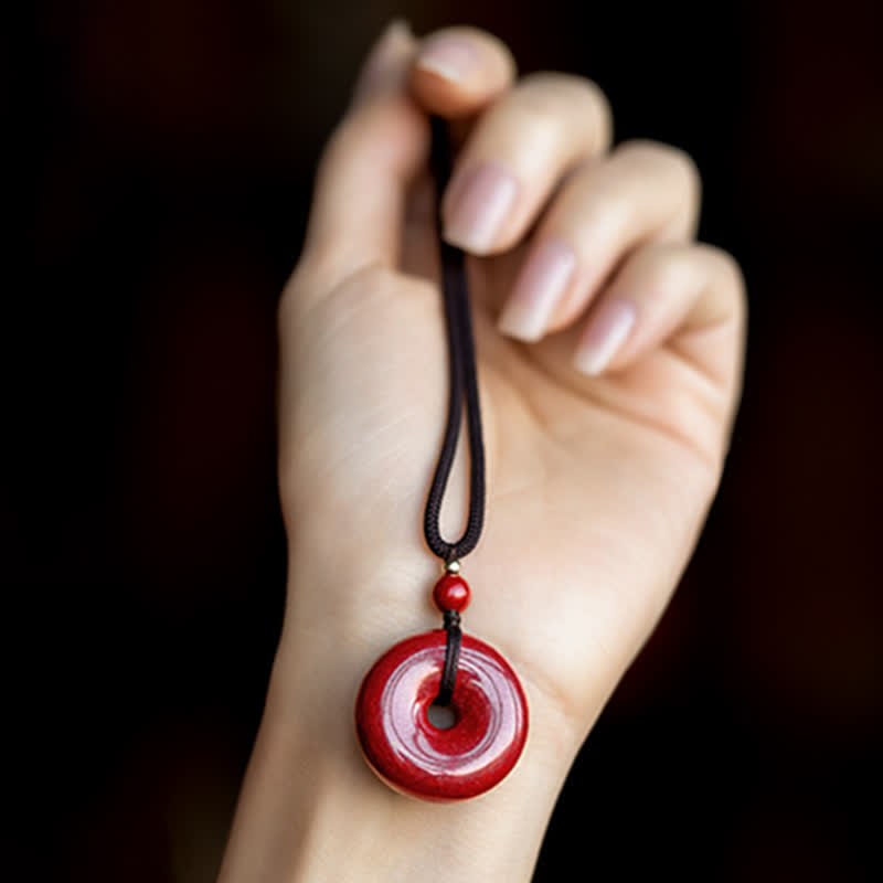Colgante de collar con Buddha Stones , cinabrio, hebilla de la paz, bendición tranquila
