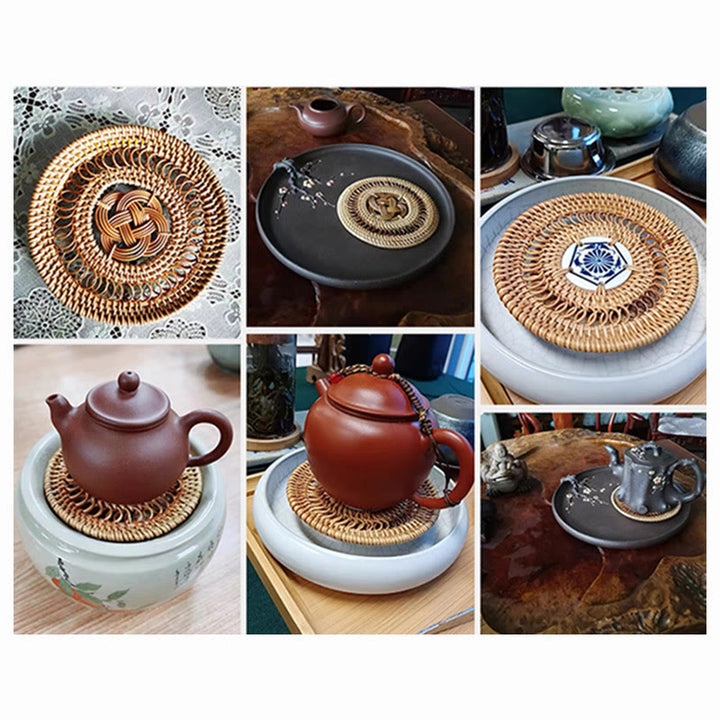 Posavasos de cerámica con estampado de flores, tapete para taza de té
