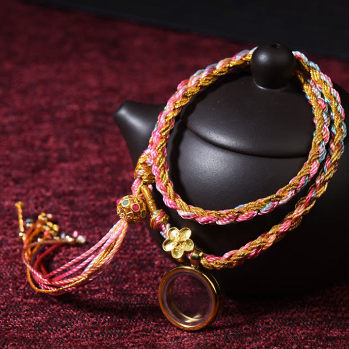 Pulsera trenzada de doble envoltura, hecha a mano, con Buddha Stones , cadena colorida de la suerte tibetana