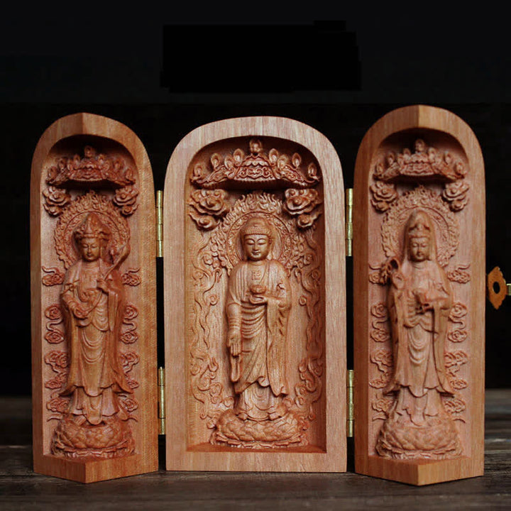 Avalokitesvara Kwan Yin Buda Cerezo Madera Compasión Decoración del Hogar Altar
