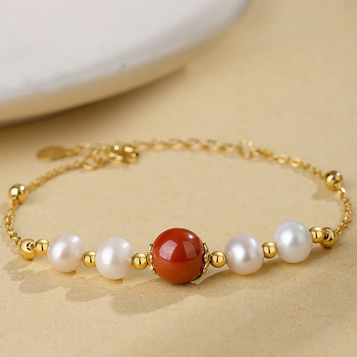 Pulsera de cadena de cuentas curativas de cinabrio y perlas de plata de ley 925 con Buddha Stones