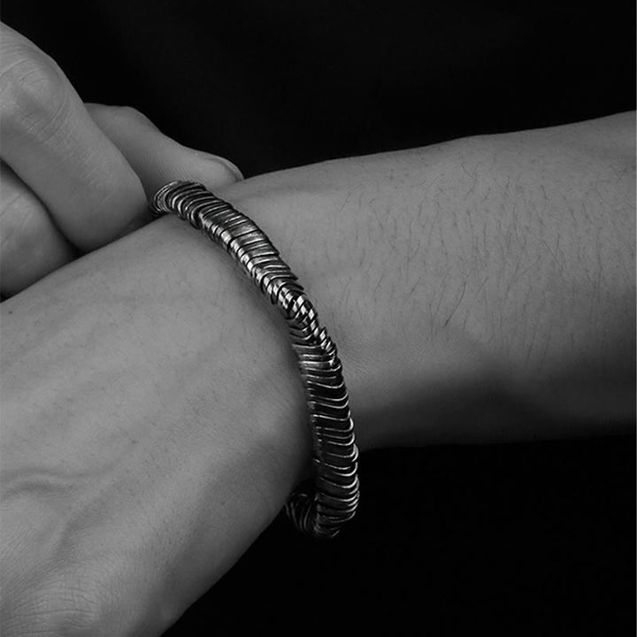 Pulsera de cadena curativa de riqueza con diseño trenzado vintage de plata de ley 925 con Buddha Stones