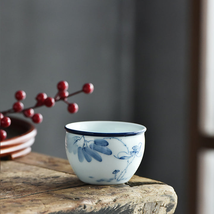Buddha Stones Koi Flor de Loto Hoja Montañas Árbol Taza de Té de Cerámica Taza de Té Kung Fu 130ml