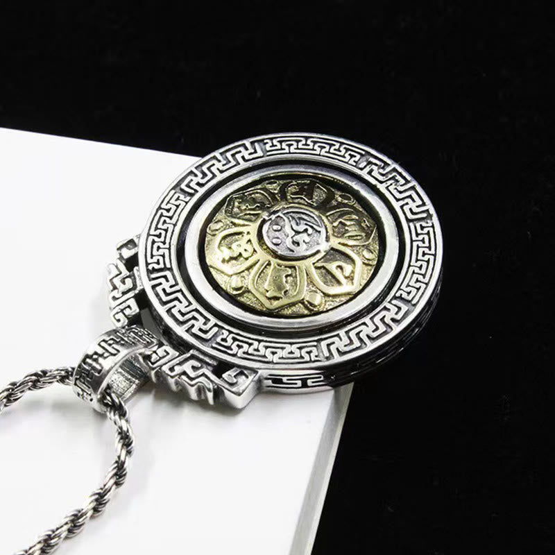 Colgante de collar de paz de pureza giratoria con Buddha Stones tibetanas Om Mani Padme Hum doble Dorje Vajra - image 1