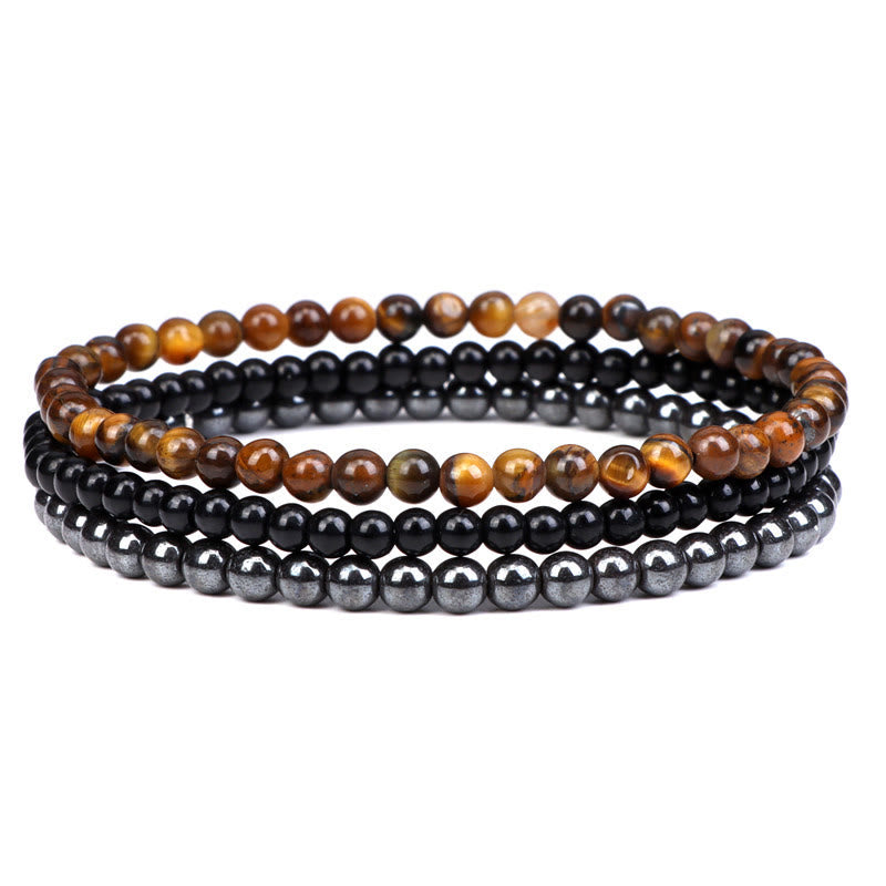 Buddha Stones 3 piezas de piedra de cristal natural paz interior pulsera espiritual