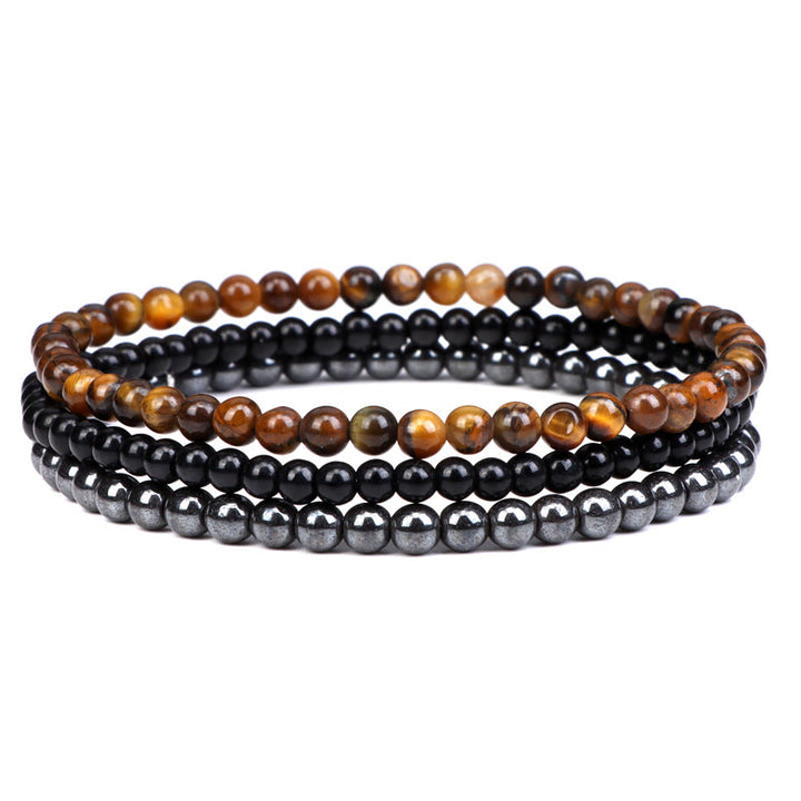 Buddha Stones 3 piezas de piedra de cristal natural paz interior pulsera espiritual