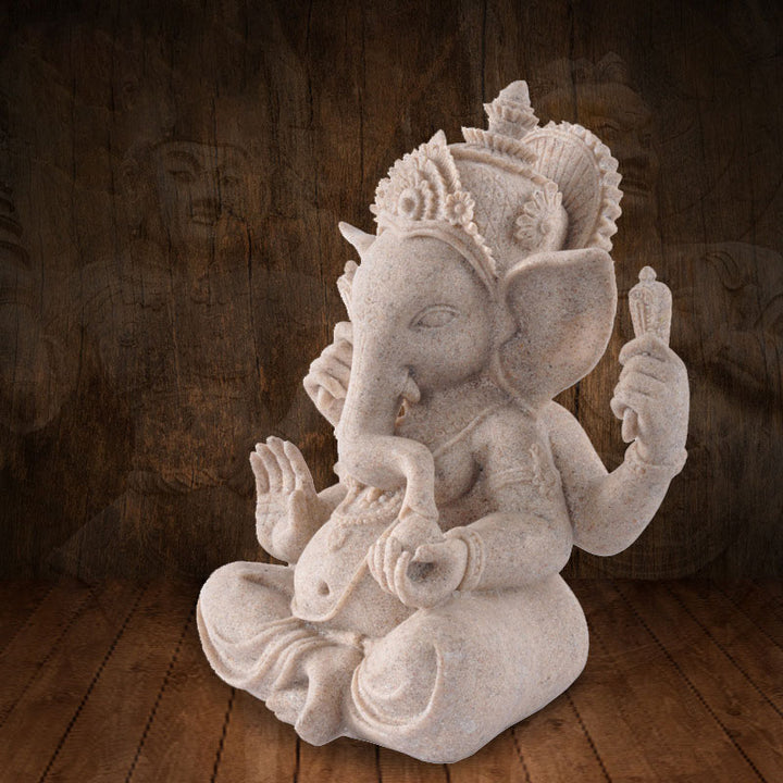Estatua de elefante Ganesh Ganpati de Buddha Stones , bendición de riqueza, decoración del hogar