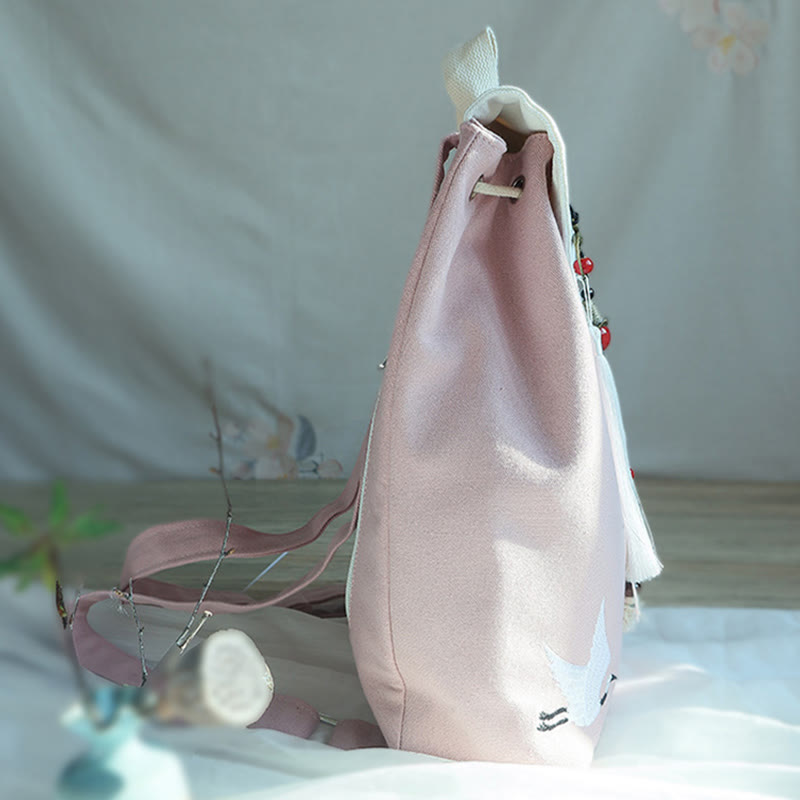 Mochila de lona de gran capacidad bordada hecha a mano con Buddha Stones