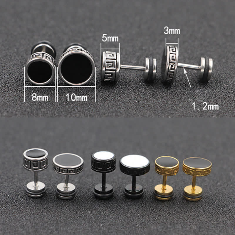 Pendientes redondos de equilibrio de acero titanio para hombre con Buddha Stones - image 14