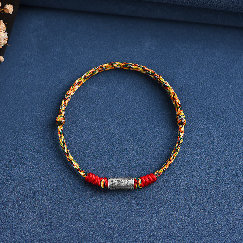 Pulsera tobillera de plata de ley 925 hecha a mano con Buddha Stones, todo va bien, diseño de protección y resistencia - Tobillera (circunferencia 18-30cm) - Cuerda de colores - image 19