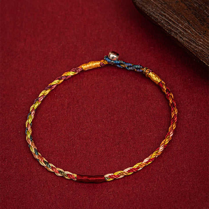 Pulsera hecha a mano con Buddha Stones, hilo de cinco colores, suerte, pareja, niño y adulto