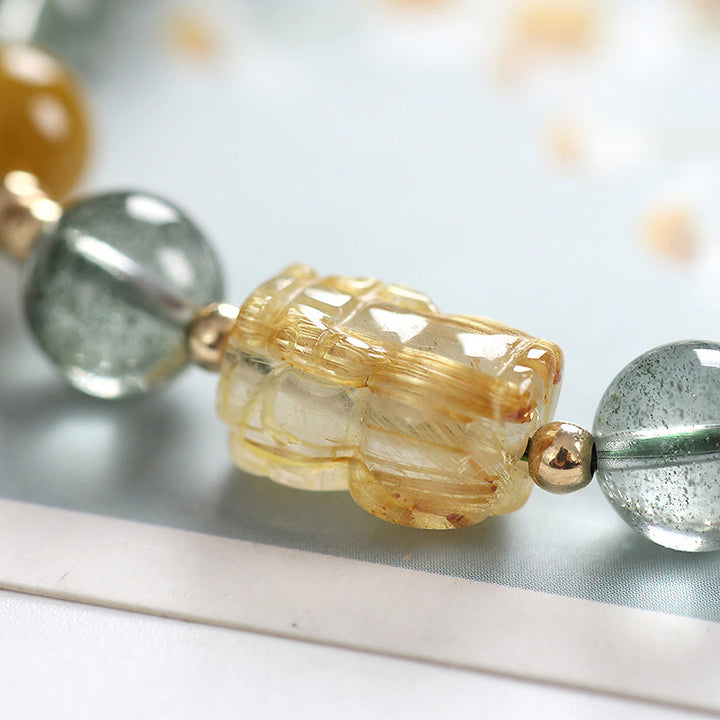 Pulsera de Confianza PiXiu Citrino Fantasma Verde de Buddha Stones