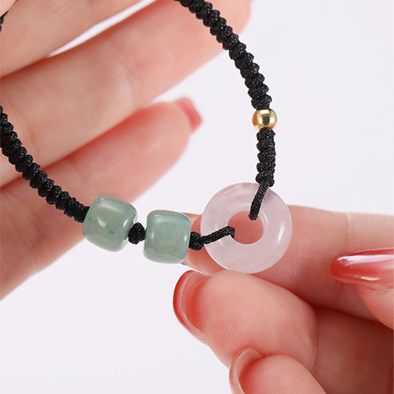 Buddha Stones, 2 uds., aventurina verde, Jade blanco, hebilla de la paz, pulsera trenzada para pareja de la suerte