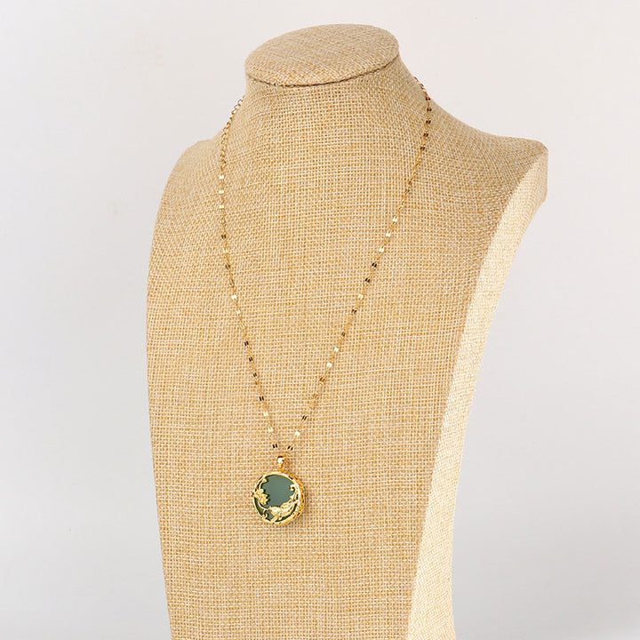 Colgante de collar de la suerte de loto de pez Koi de jade natural con Buddha Stones - image 4