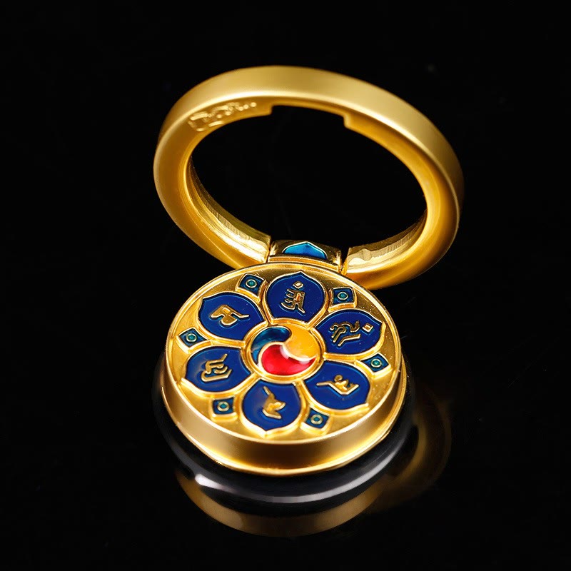 Soporte de anillo para teléfono tibetano Om Mani Padme Hum Peace, decoraciones universales para teléfono - Mantra azul de seis caracteres - image 27