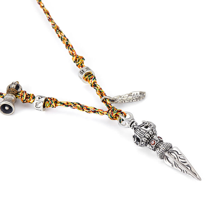 Colgante de plata de ley 925 hecho a mano tibetano Dorje Vajra Om Mani Padme Hum pluma fuerza collar colgante - image 10