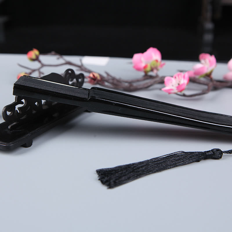 Abanico plegable de bambú de seda de mano con Buddha Stones , flor de cerezo, Sakura y Camelia, 21cm