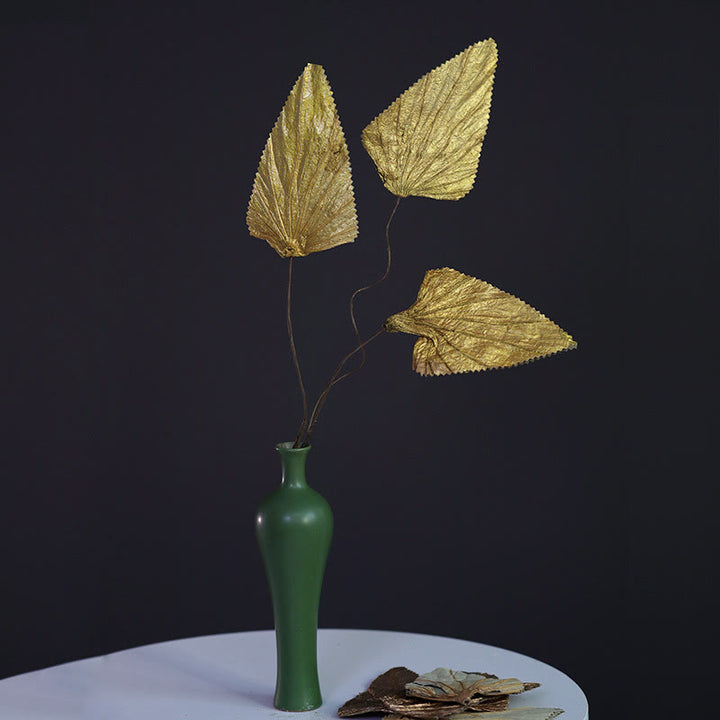Ramo de plantas con tallo de hoja de loto triangular seco Natural, adornos para decoración del hogar