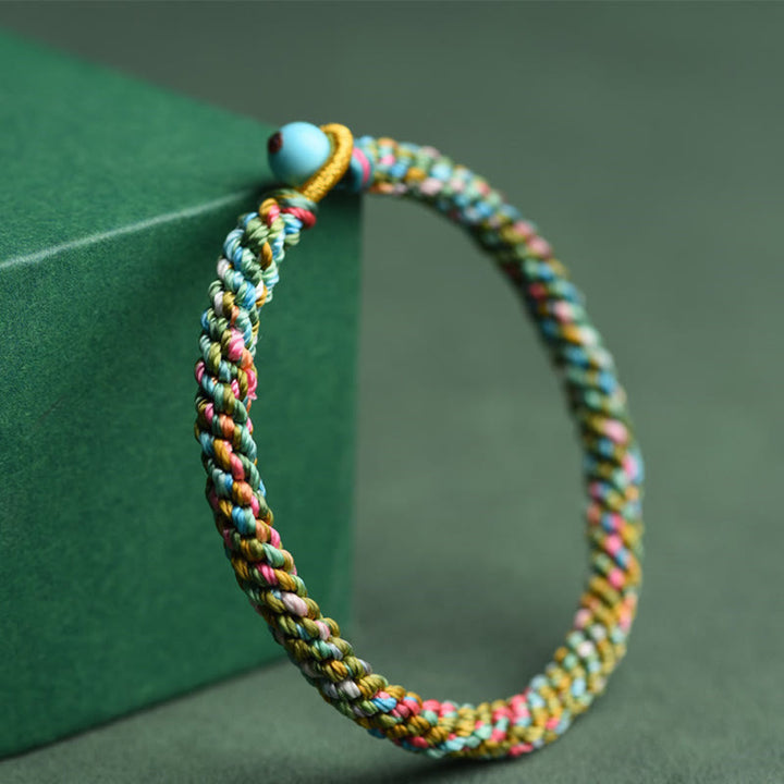 Pulsera trenzada hecha a mano para niños y adultos con Buddha Stones, cuerda colorida, suerte
