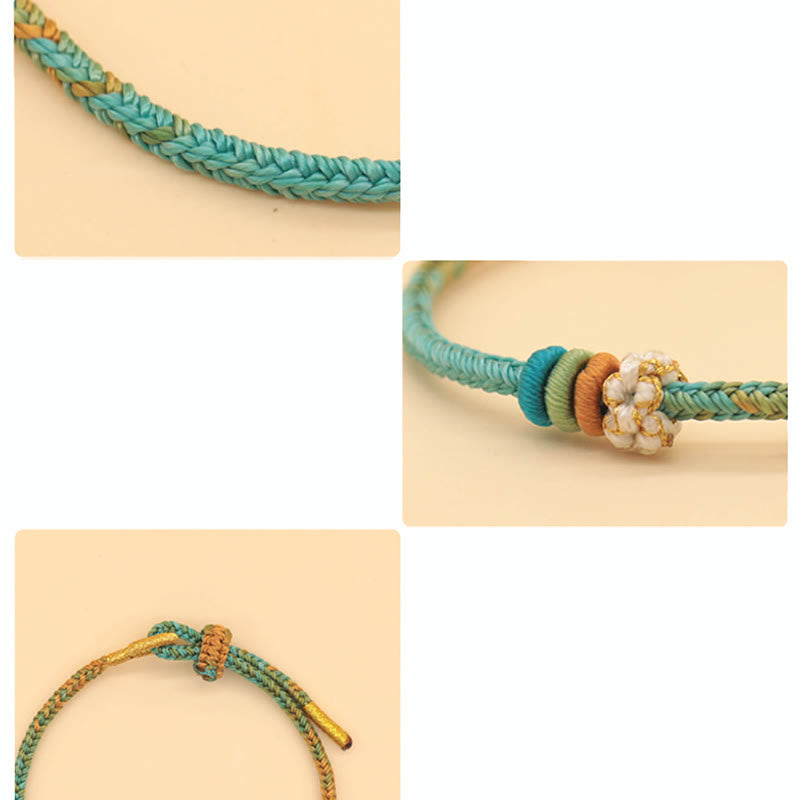 Pulsera trenzada de cuerda de la suerte con nudo de paz de ocho hilos hecha a mano con Buddha Stones - image 14