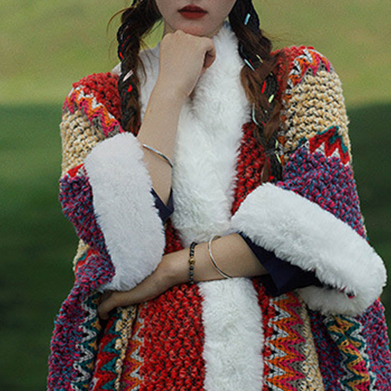 Mantón de rayas multicolor tibetano con Buddha Stones , bufanda de viaje acogedora para invierno