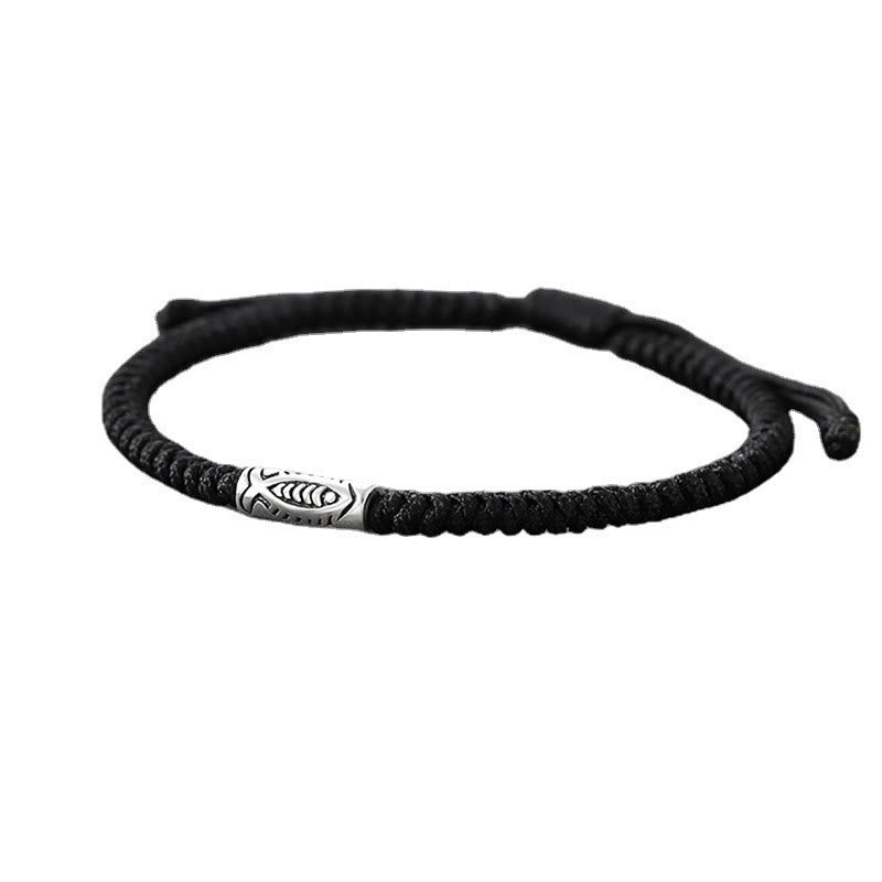 Pulsera de hilo negro con Buddha Stones del Tíbet Koi Fish Wealth