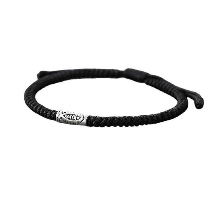 Pulsera de hilo negro con Buddha Stones del Tíbet Koi Fish Wealth