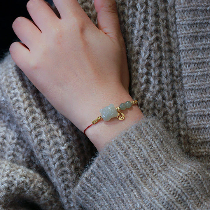 Pulsera de hilo rojo de prosperidad con Buddha Stones del zodíaco chino, tigre, Jade