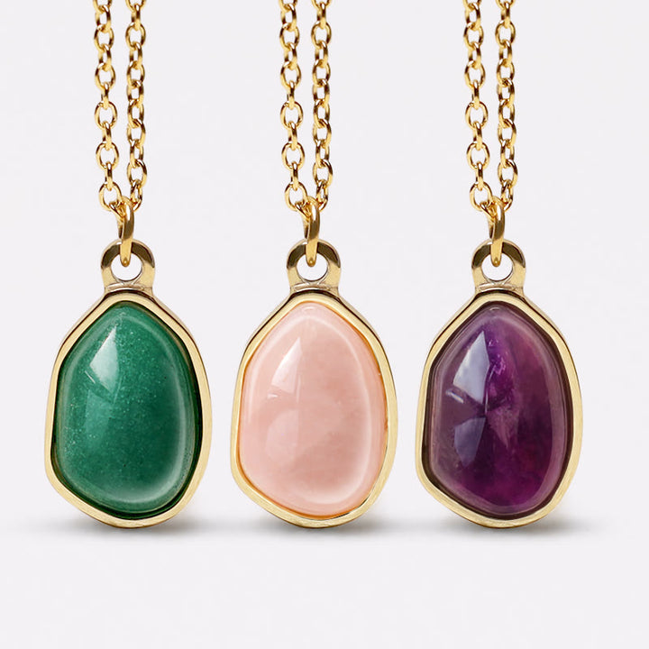 Colgante de collar con bendición de cuarzo rosa, amatista, aventurina verde Natural, Buddha Stones