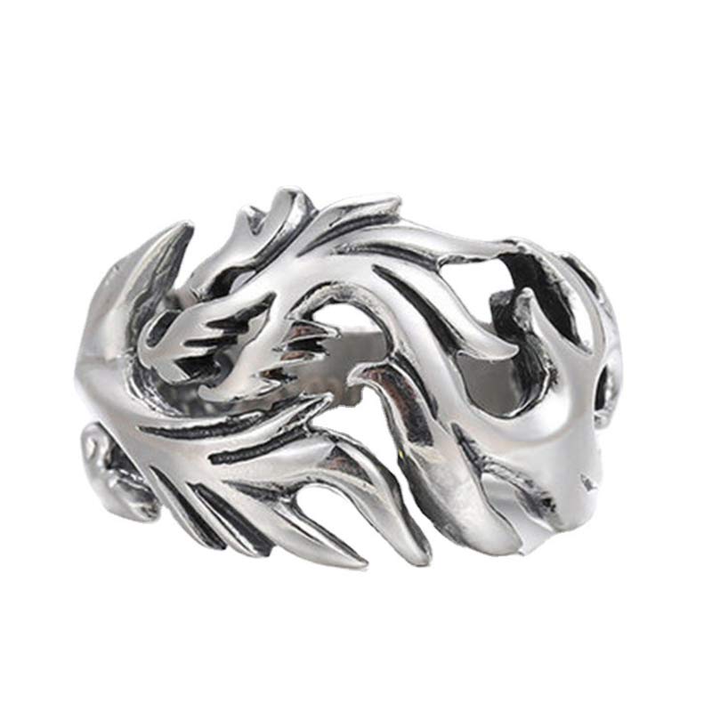 Anillo ajustable de fuerza de protección con patrón de dragón de Buddha Stones