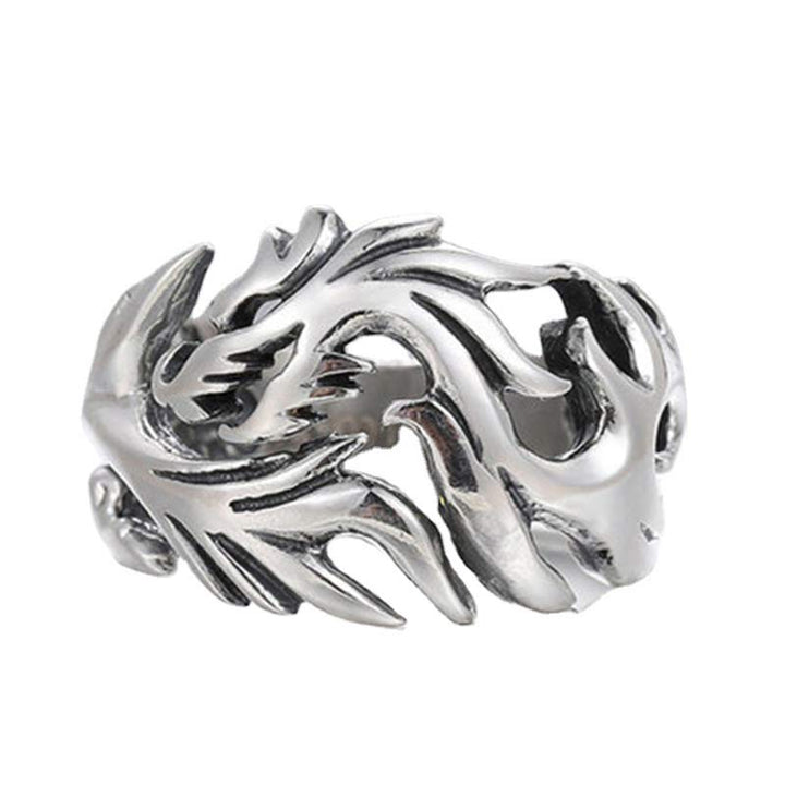 Anillo ajustable de fuerza de protección con patrón de dragón de Buddha Stones