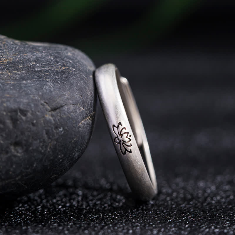 Anillo de iluminación de flor de loto de plata de ley 925