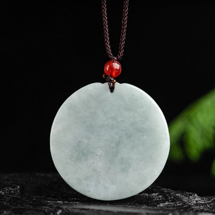 Colgante de collar de prosperidad tallada con flor de loto de jade natural con Buddha Stones - image 5