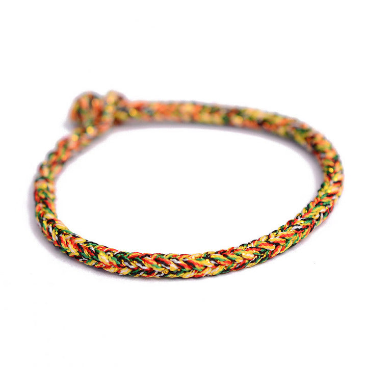 Pulsera de cuerda trenzada con protección de nudo de paz de ocho hilos hecha a mano tibetana con Buddha Stones