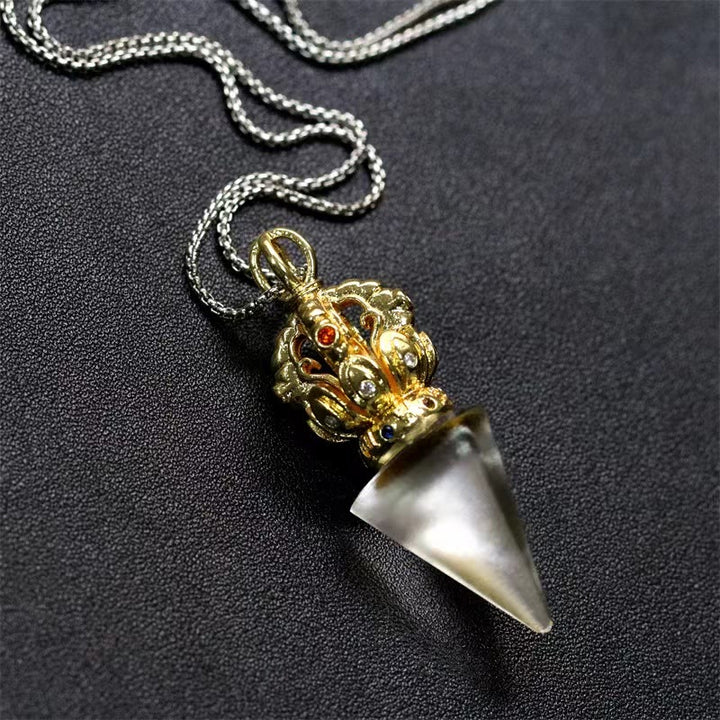 Buddha Stones tibetano Dorje Vajra 4 puntas Lotus Liuli cristal fuerza collar colgante