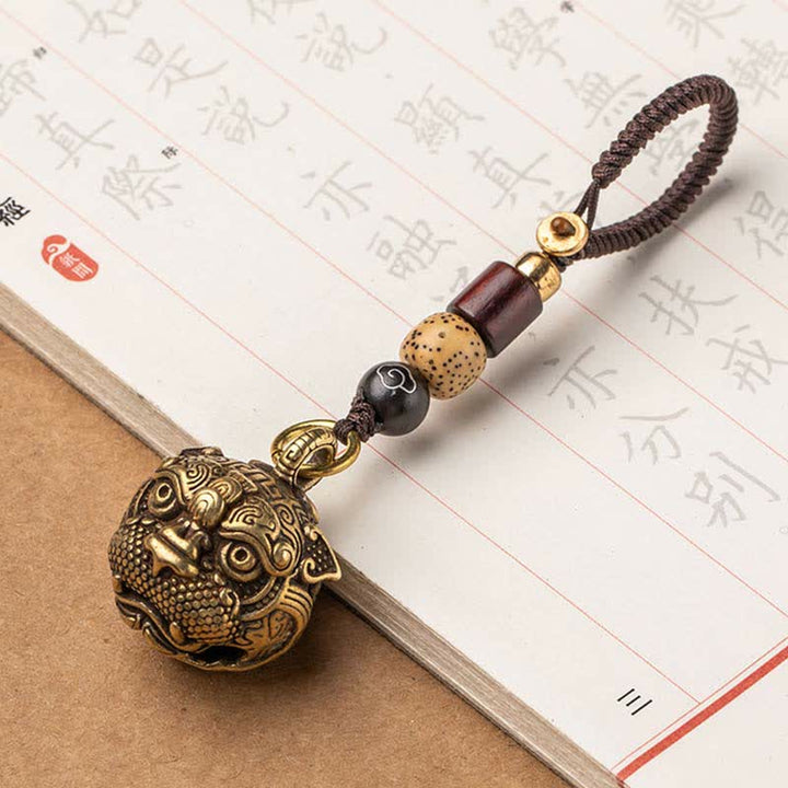 Llavero de cobre con Buddha Stones PiXiu Riqueza